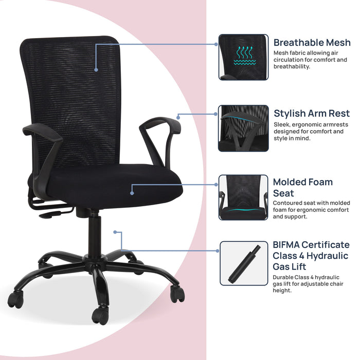 Casio Medium Back Office Chair In Black Colour