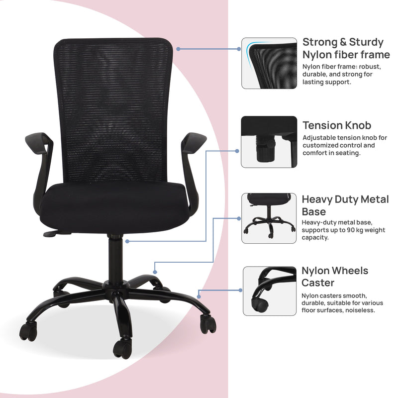 Casio Medium Back Office Chair In Black Colour