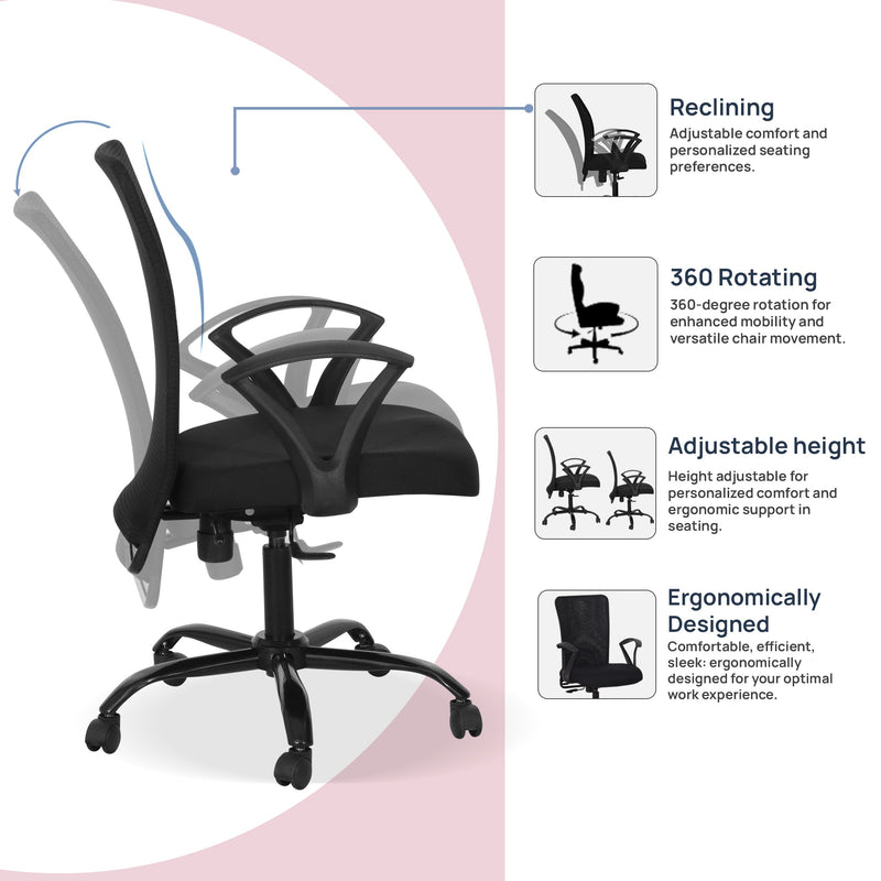 Casio Medium Back Office Chair In Black Colour