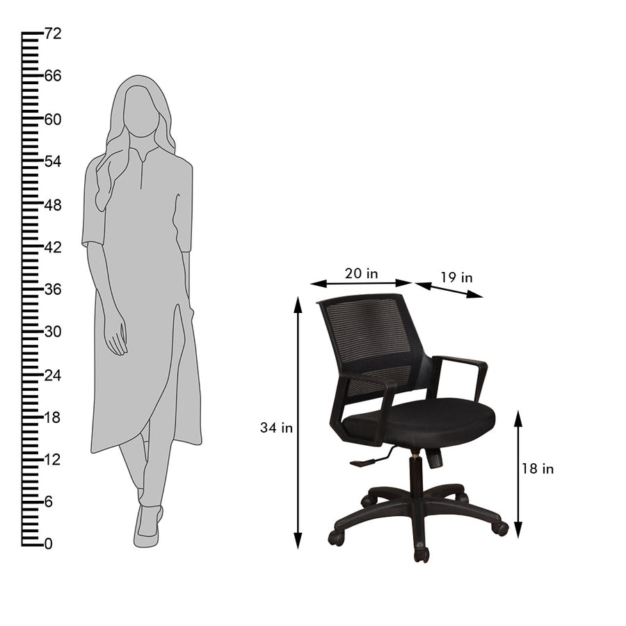 Solitaire Ergonomic Office Chair in Black Colour