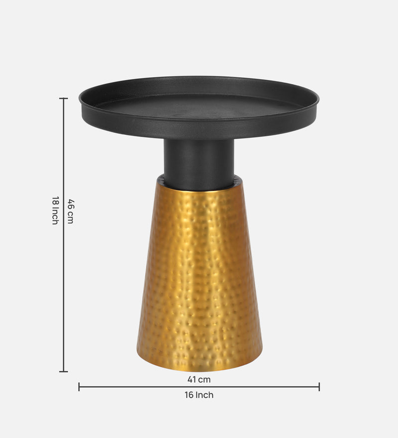 Como Iron Side Table In Black & Golden Colour
