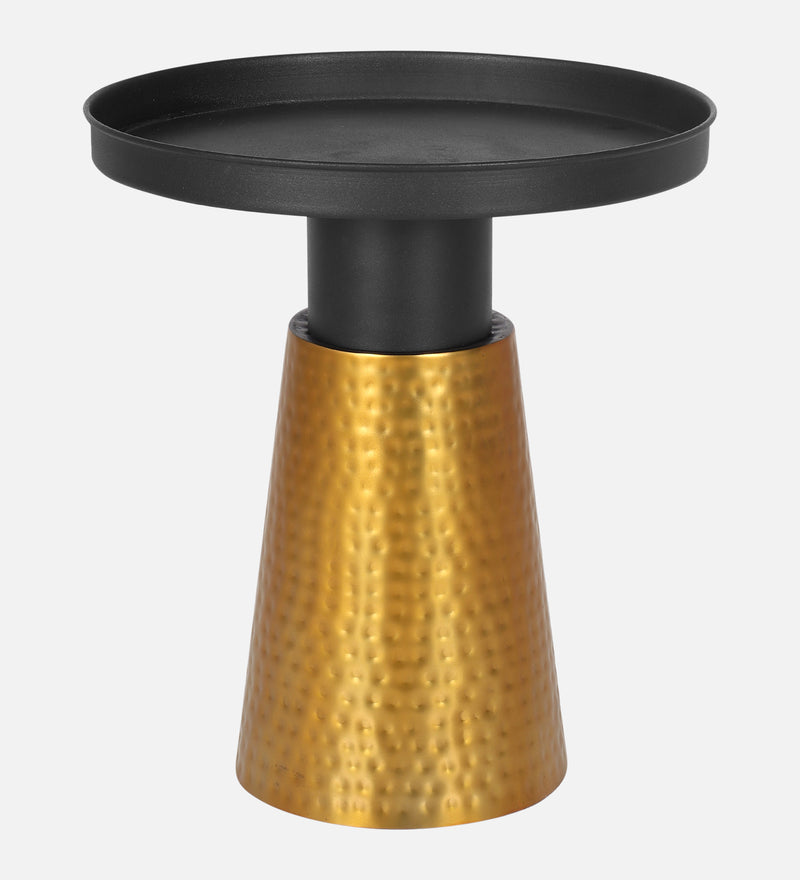 Como Iron Side Table In Black & Golden Colour