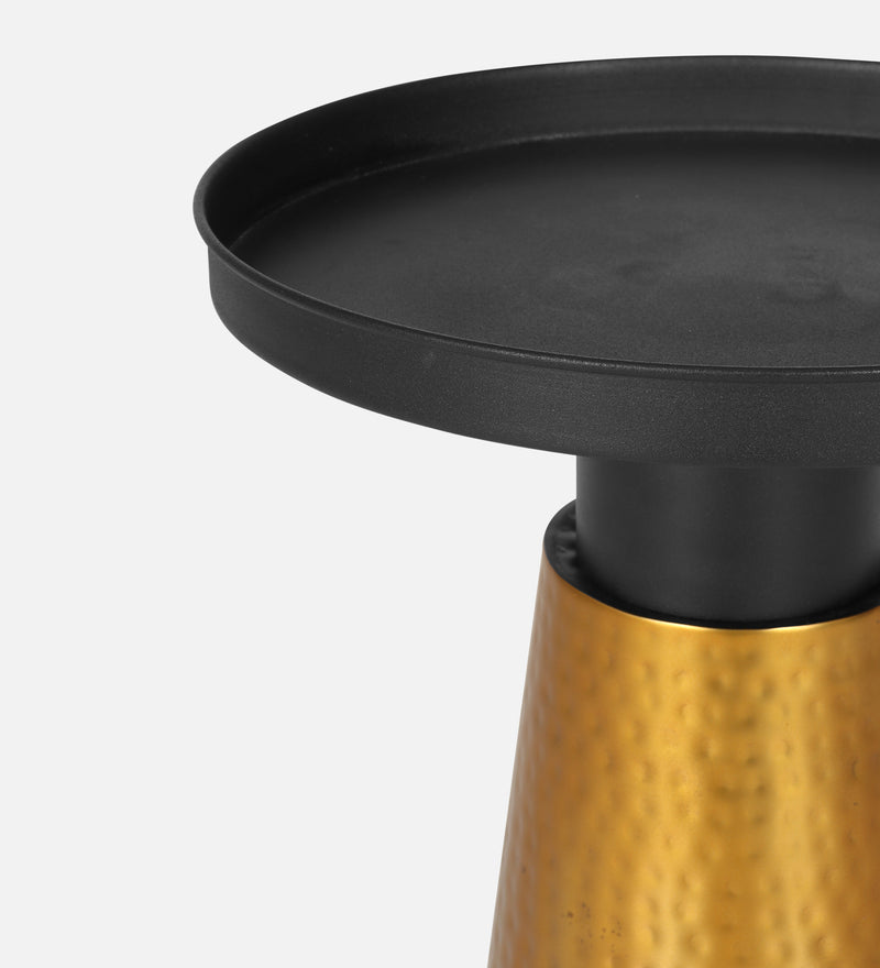 Como Iron Side Table In Black & Golden Colour