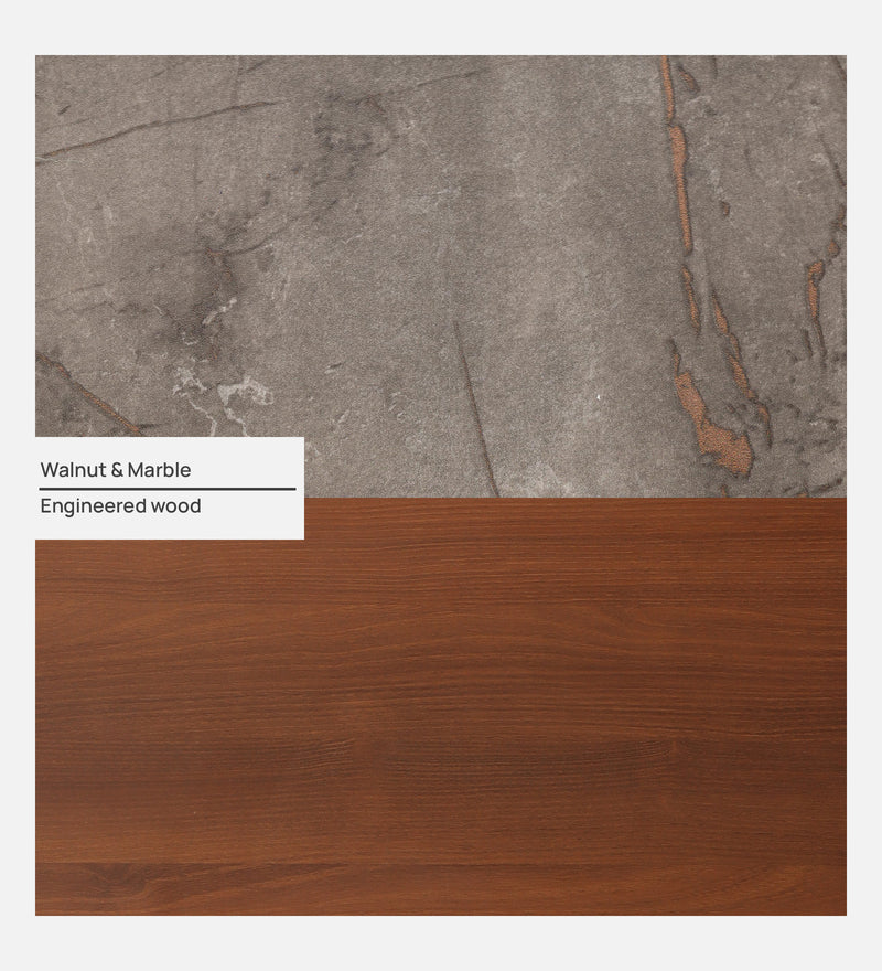 Divine Dressing Unit Engineered Wood In Walnut & Marble Colour Finish