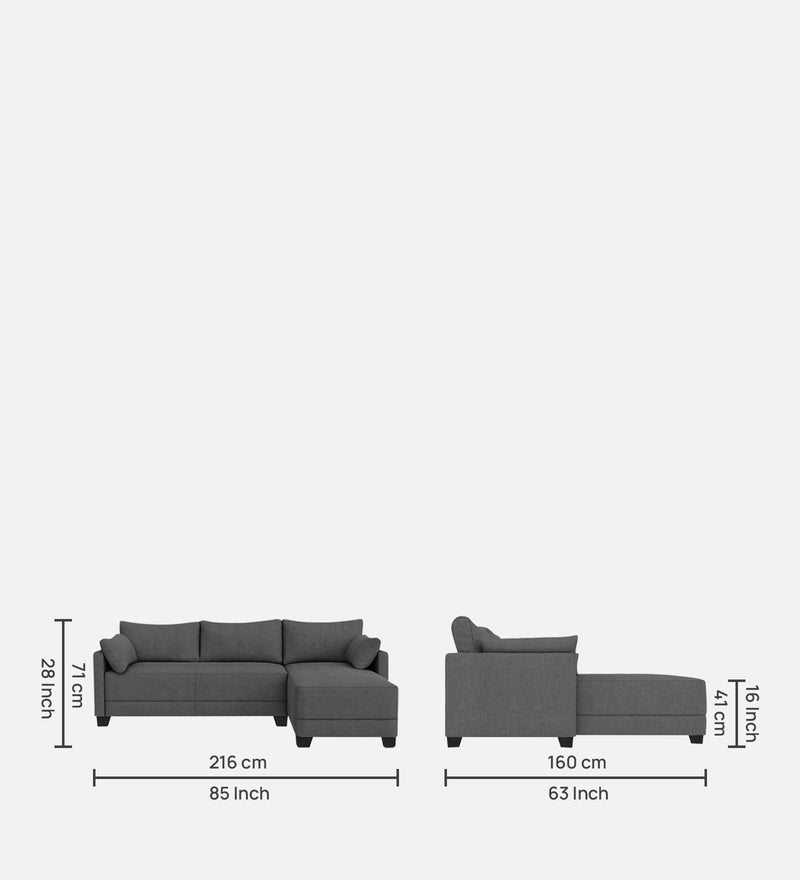 Duke Fabric 6 Seater Sectional Sofa Right Hand Facing