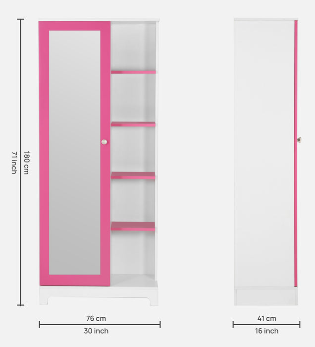 Divine Dressing Unit Engineered Wood with Mirror & Locker in White & Hutch Pink colour