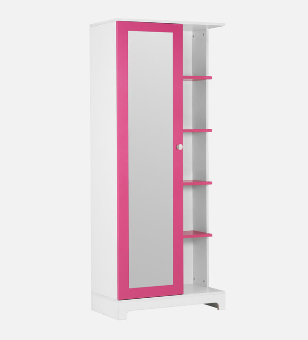 Divine Dressing Unit Engineered Wood with Mirror & Locker in White & Hutch Pink colour