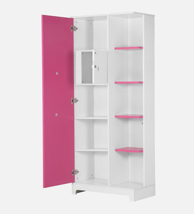 Divine Dressing Unit Engineered Wood with Mirror & Locker in White & Hutch Pink colour