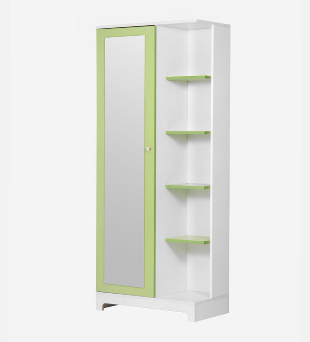 Divine Dressing Unit Engineered Wood with Mirror & Locker in White & Parrot Green Colour