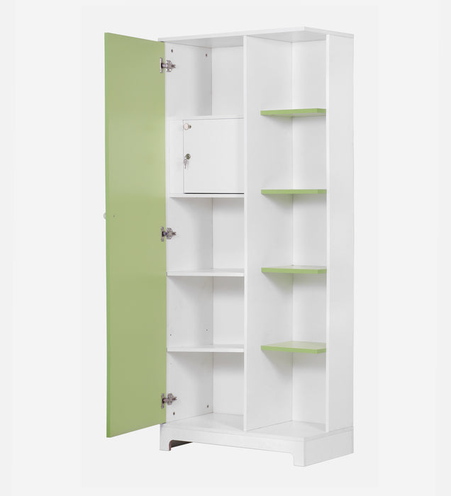 Divine Dressing Unit Engineered Wood with Mirror & Locker in White & Parrot Green Colour