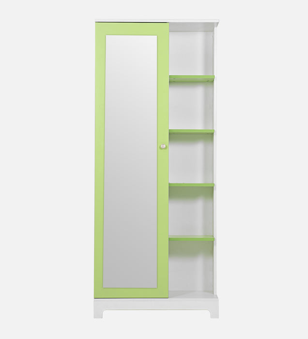 Divine Dressing Unit Engineered Wood with Mirror & Locker in White & Parrot Green Colour