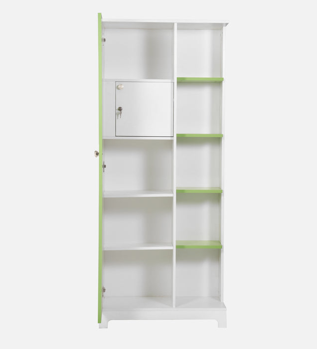 Divine Dressing Unit Engineered Wood with Mirror & Locker in White & Parrot Green Colour