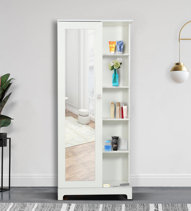 Divine Dressing Unit Engineered Wood with Mirror & Locker in White Colour