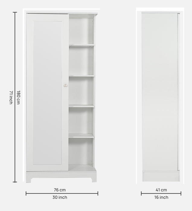 Divine Dressing Unit Engineered Wood with Mirror & Locker in White Colour