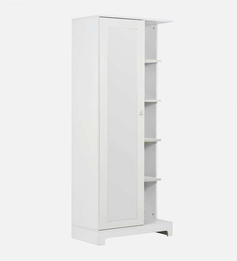 Divine Dressing Unit Engineered Wood with Mirror & Locker in White Colour