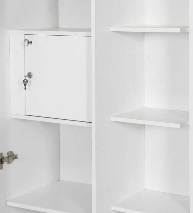 Divine Dressing Unit Engineered Wood with Mirror & Locker in White Colour