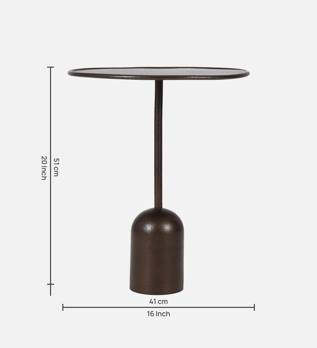 Ellon Iron Side Table In Brown Colour