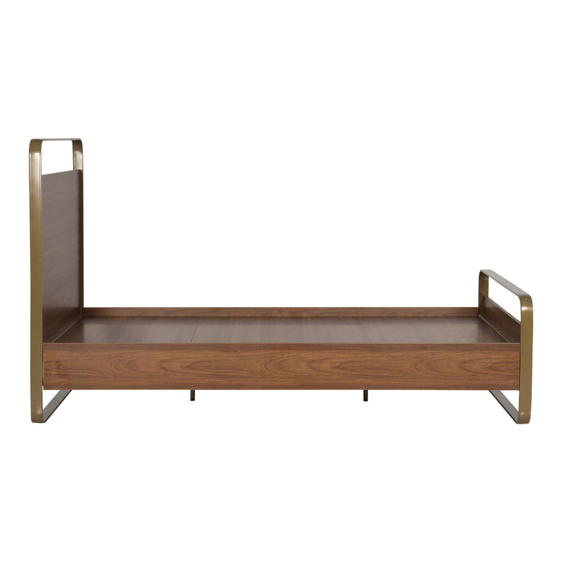 Emerald Luxury Enigneered Wood and Iron Single Bed in Teak Colour Finish