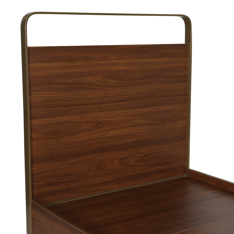 Emerald Luxury Enigneered Wood and Iron Single Bed in Teak Colour Finish