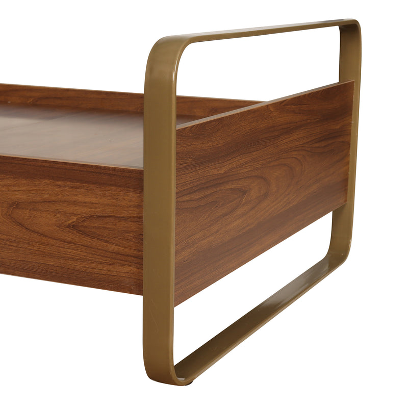 Emerald Luxury Enigneered Wood and Iron Single Bed in Teak Colour Finish