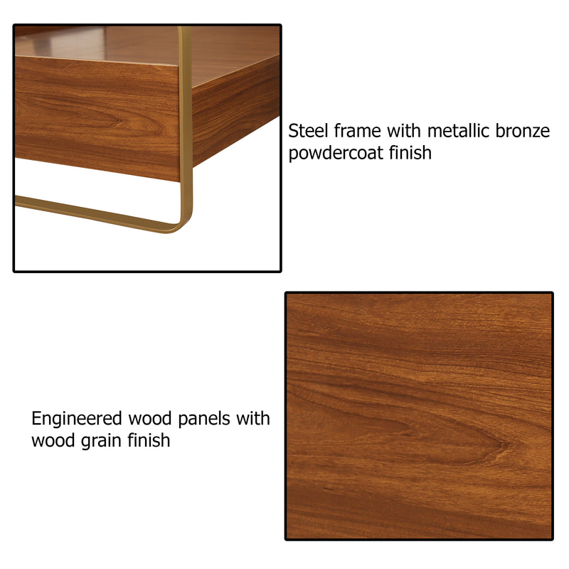 Emerald Luxury Enigneered Wood and Iron Single Bed in Teak Colour Finish