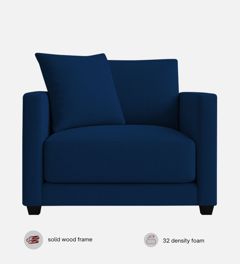 Enchant 2.0 Velvet 1 Seater Sofa In Celestial Blue Colour
