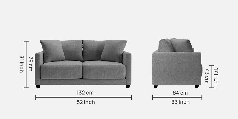 Enchant Fabric 2 Seater Sofa Grey