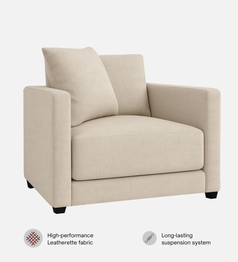 Enchant 2.0 Fabric 1 Seater Sofa In Silk Cream Colour