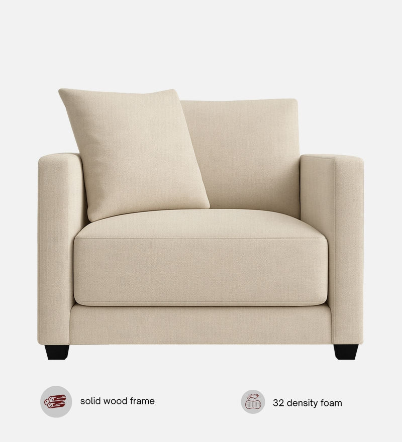 Enchant 2.0 Fabric 1 Seater Sofa In Silk Cream Colour
