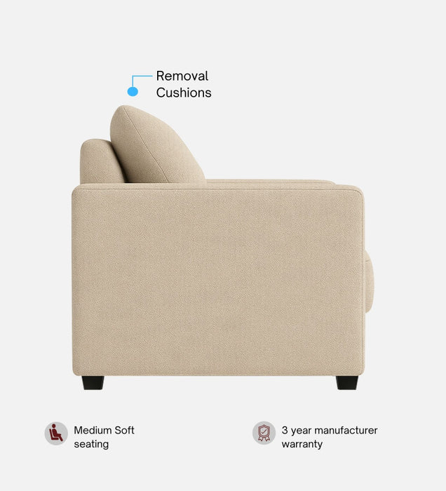 Enchant 2.0 Fabric 1 Seater Sofa In Silk Cream Colour