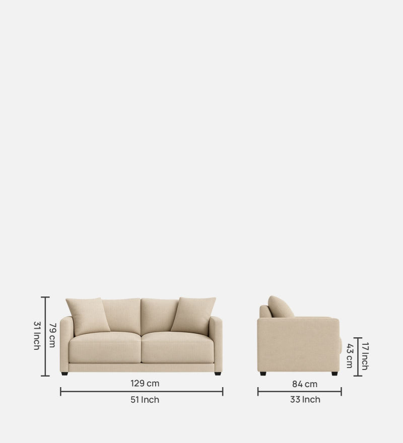 Enchant 2.0 Fabric 2 Seater Sofa In Silk Cream Colour