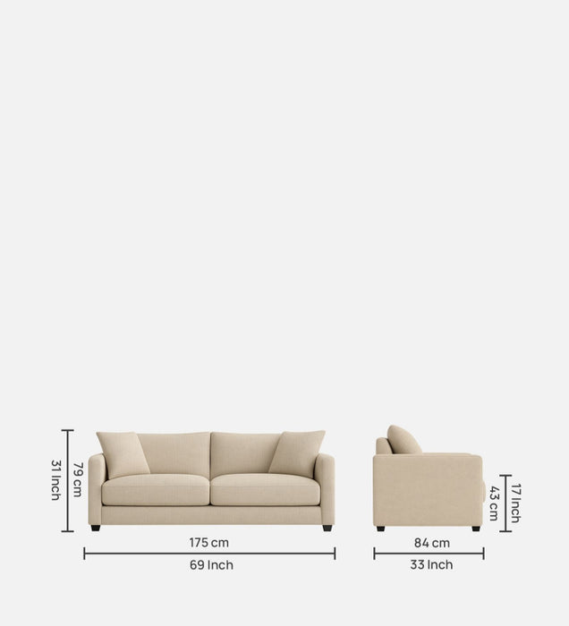 Enchant 2.0 Fabric 3 Seater Sofa In Silk Cream Colour