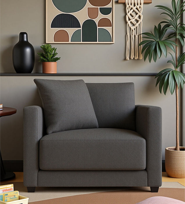 Enchant 2.0 Fabric 1 Seater Sofa In Steel Grey Colour