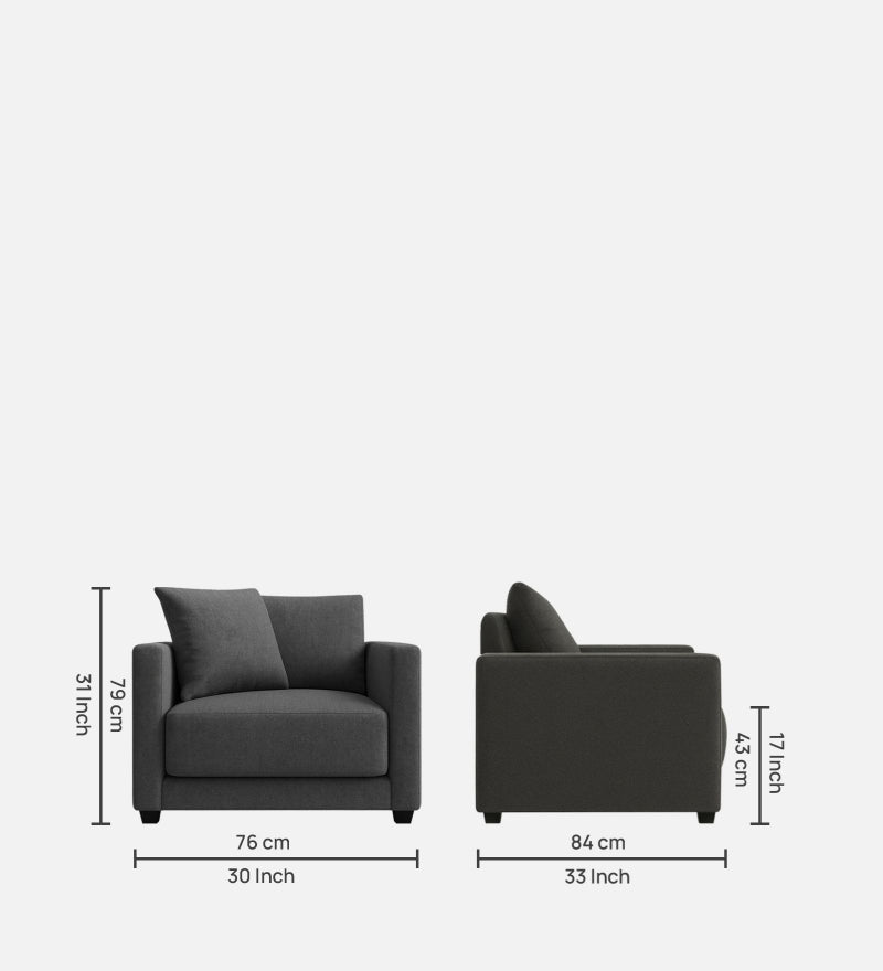 Enchant 2.0 Fabric 1 Seater Sofa In Steel Grey Colour