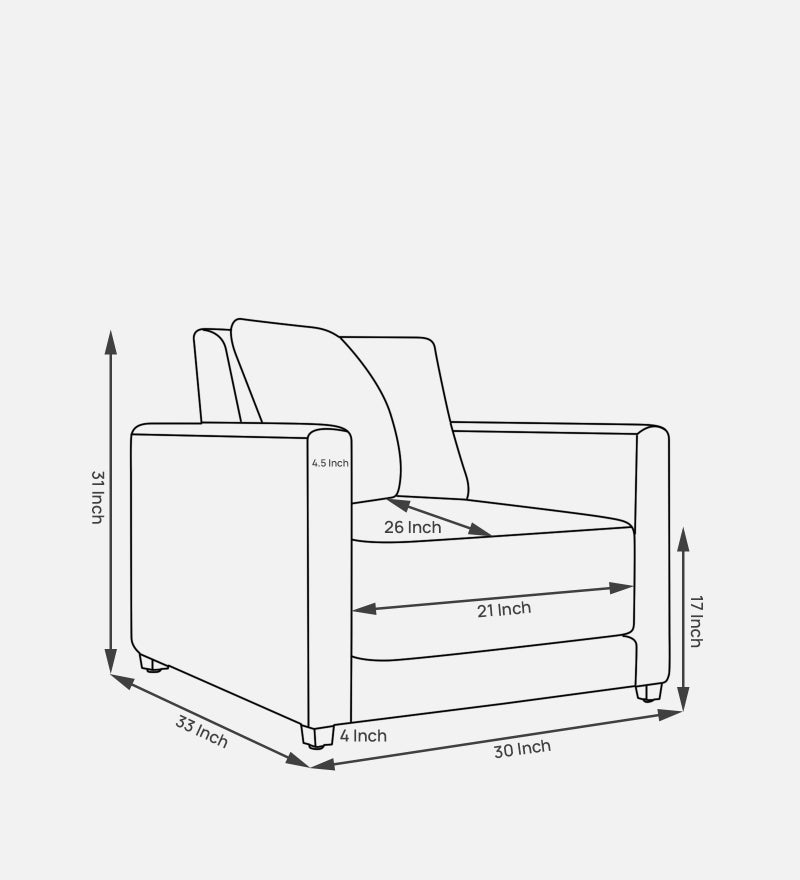 Enchant 2.0 Fabric 1 Seater Sofa In Steel Grey Colour