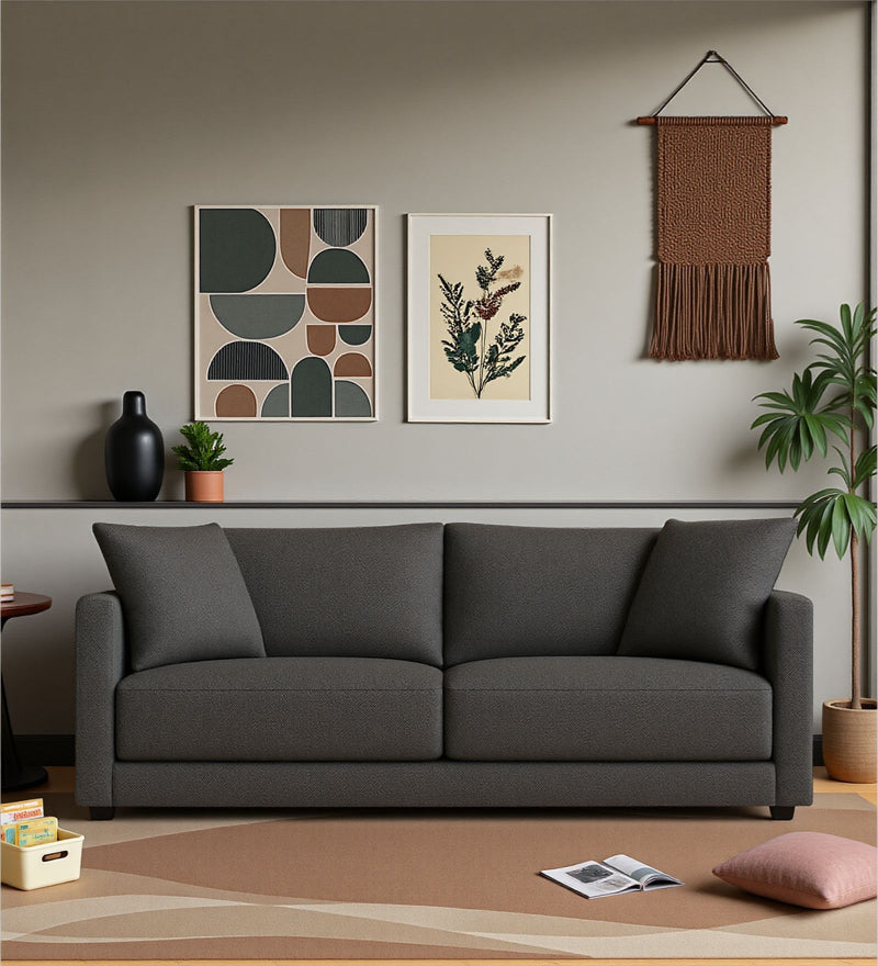 Enchant 2.0 Fabric 3 Seater Sofa In Steel Grey Colour