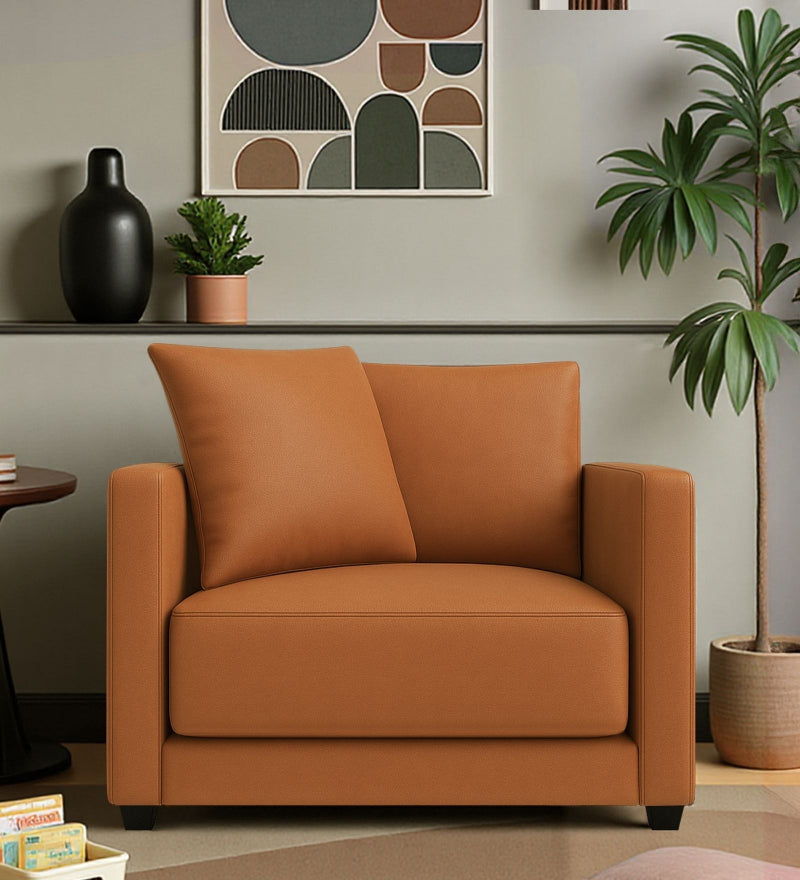 Enchant 2.0 Leatherette 1 Seater Sofa In Tan PU Colour