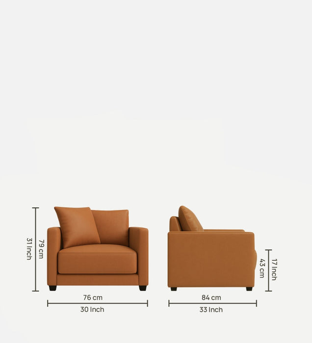 Enchant 2.0 Leatherette 1 Seater Sofa In Tan PU Colour