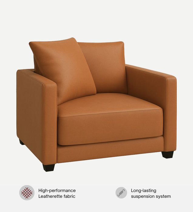 Enchant 2.0 Leatherette 1 Seater Sofa In Tan PU Colour