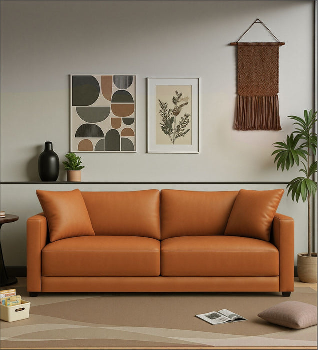 Enchant 2.0 Leatherette 3 Seater Sofa In Tan PU Colour