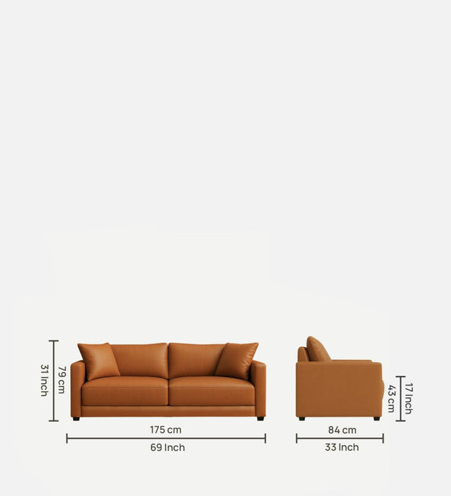 Enchant 2.0 Leatherette 3 Seater Sofa In Tan PU Colour