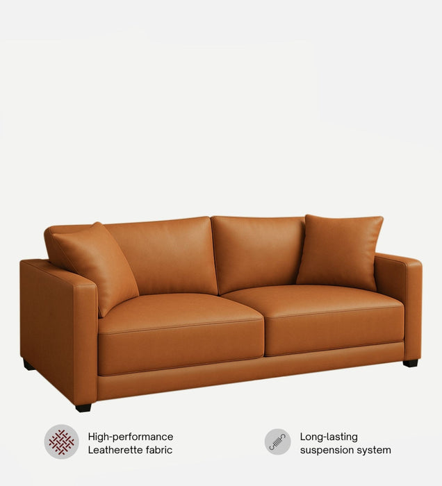 Enchant 2.0 Leatherette 3 Seater Sofa In Tan PU Colour