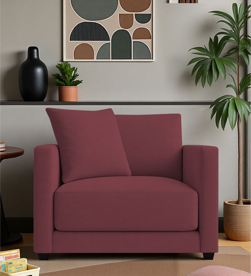 Enchant 2.0 Velvet 1 Seater Sofa In Berry Wine Colour