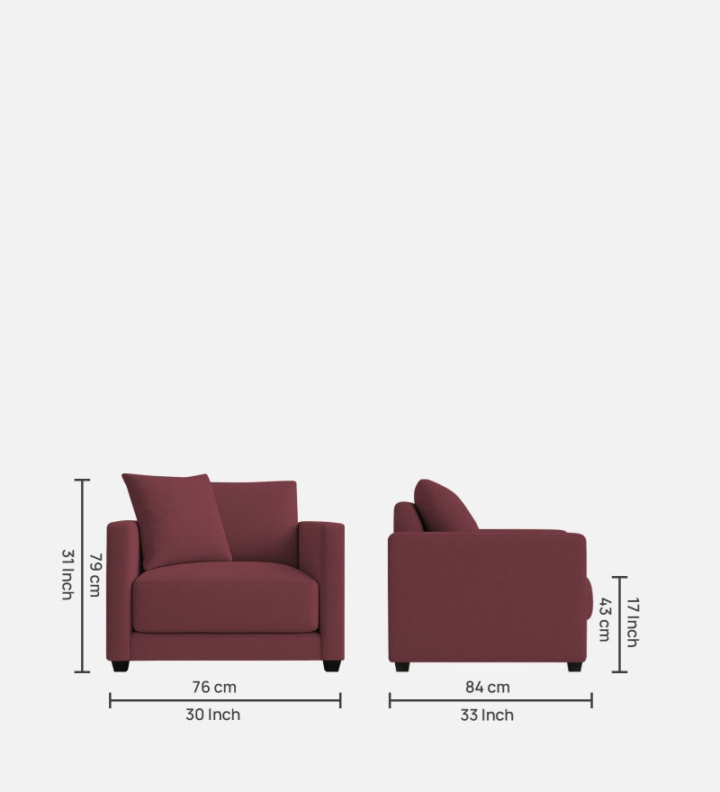 Enchant 2.0 Velvet 1 Seater Sofa In Berry Wine Colour