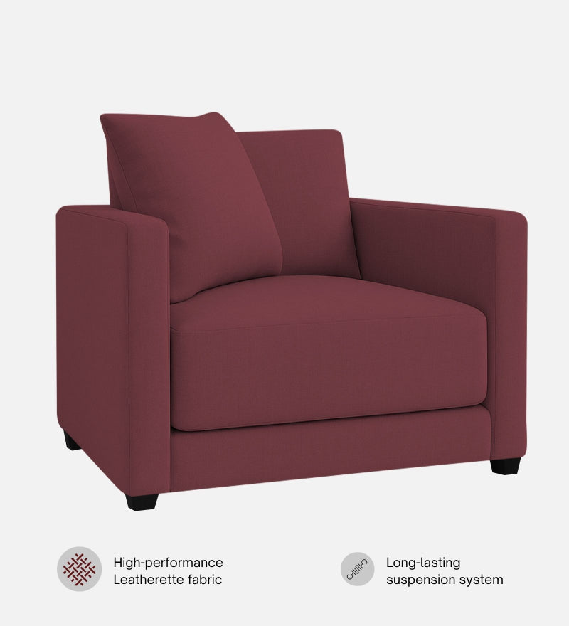 Enchant 2.0 Velvet 1 Seater Sofa In Berry Wine Colour