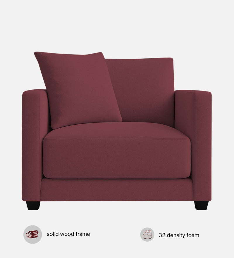 Enchant 2.0 Velvet 1 Seater Sofa In Berry Wine Colour