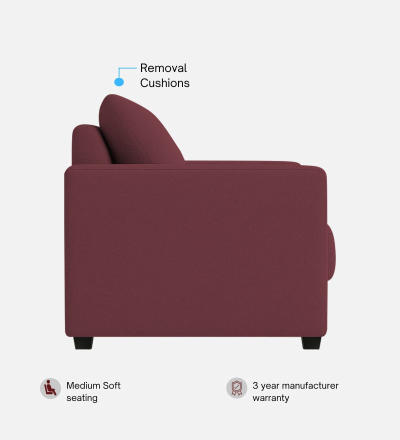 Enchant 2.0 Velvet 1 Seater Sofa In Berry Wine Colour