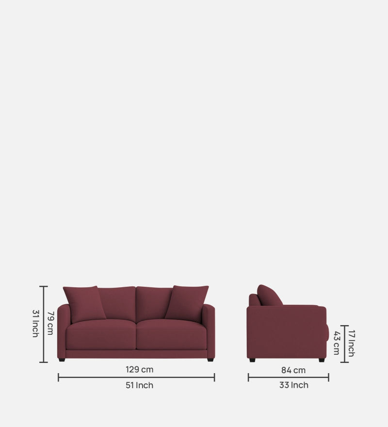 Enchant 2.0 Velvet 2 Seater Sofa In Berry Wine Colour