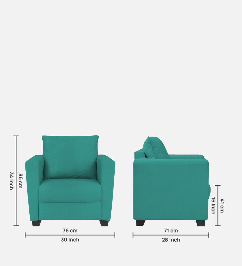 Ethos Fabric 1 Seater Sofa In Cerulean Blue Color