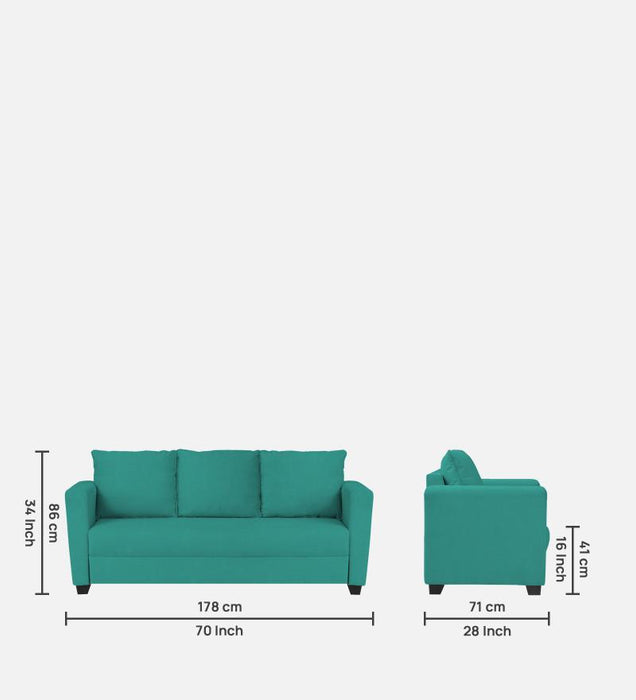 Ethos Fabric 3 Seater Sofa In Cerulean Blue Color